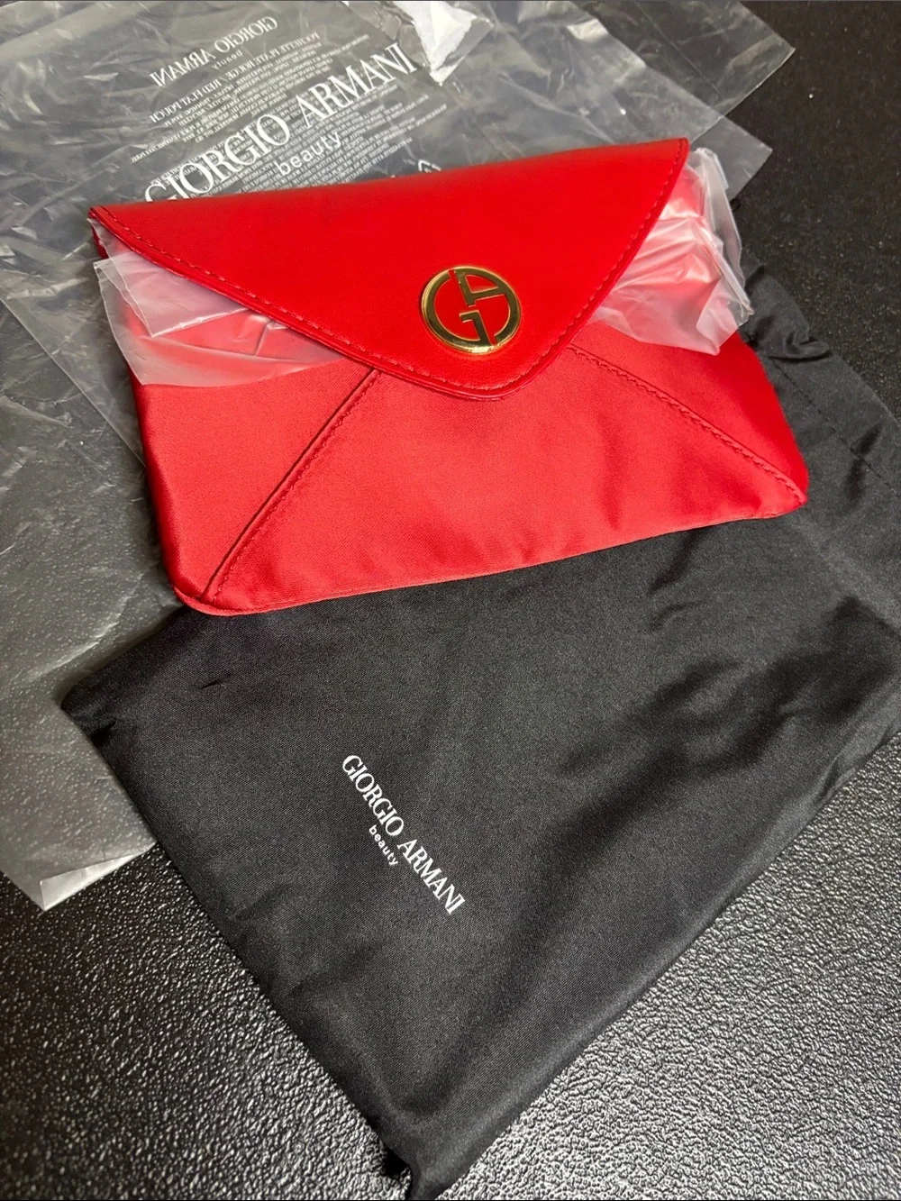 Giorgio Armani Red Beauty Cosmetic Bag With Dustbag New